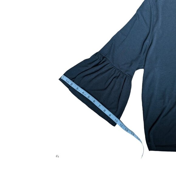 Streetwear Society Soft Stretchy Black Long Sleeve Top, Flared Sleeves Women S - Picture 9 of 9